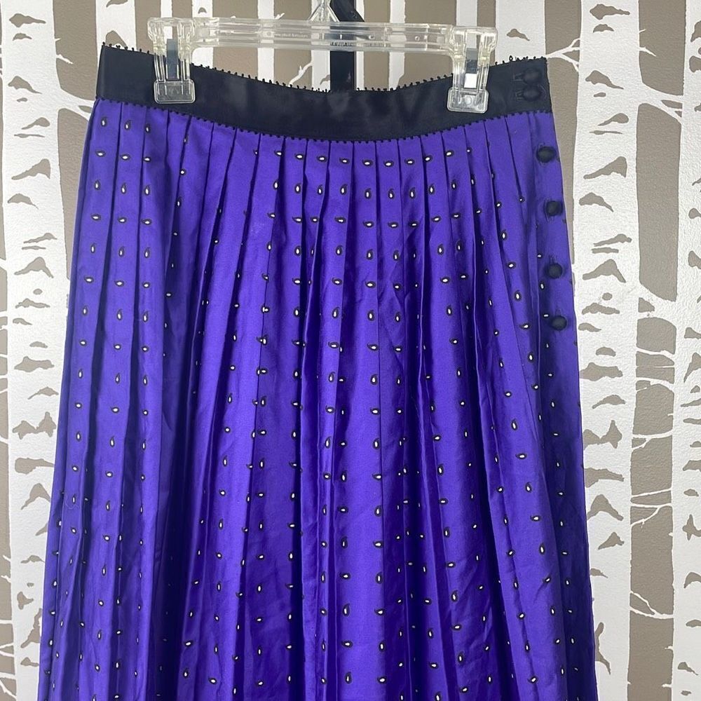 Cullinane Vintage 1987 Bright Purple Paisley Knife Pleat Midi Skirt 6